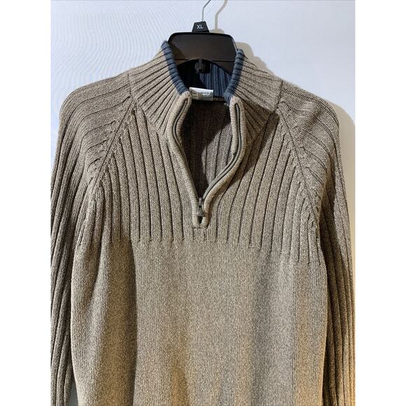 Columbia Sweater Mens Size Medium 1/4 Zip Cotton Brown - Picture 2 of 5